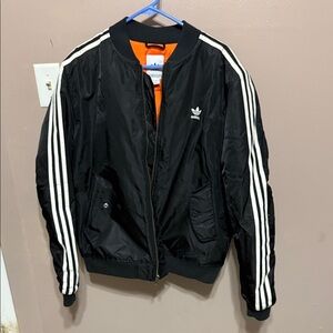 Adidas Black Jacket with White Stripes